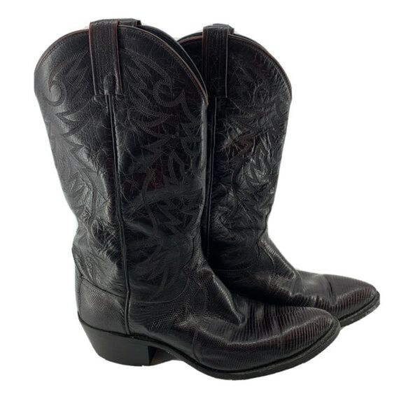 Dan Post El Paso Oxblood Lizard Skin Cowboy Boots Mens Size 9.5D - Picture 1 of 10